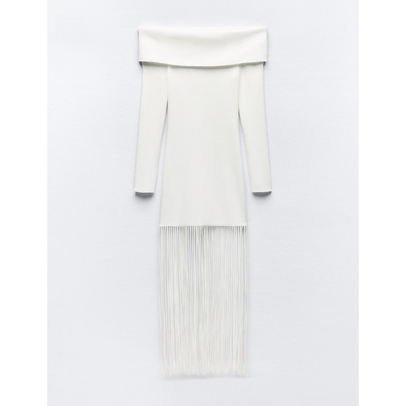 Zara FRINGED STRETCH KNIT DRESS - Picture 5 of 6